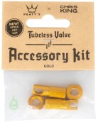 Příslušenství pro bezdušové ventilky Peaty's X Chris King (MK2) Gold Tubeless Valves Accessory Kit