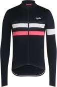 Pánský cyklistický dres Rapha Men's Brevet Long Sleeve Jersey - Dark Navy/High-Vis Pink/White