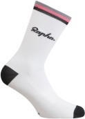 Cyklistické ponožky Rapha Logo Socks - White/Black/Pink