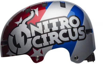 Cyklistická helma Bell Local - red/slv/blue nitro circus