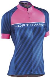 Dámský cyklistický dres Northwave Logo Woman 3 Jersey Short Sleeves - Pink Fluo/Blue