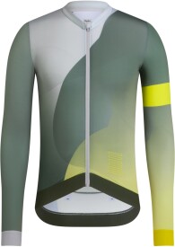 Pánský cyklistický dres Rapha Men's Pro Team Long Sleeve Training Jersey - Deep Olive Green/Chartreuse